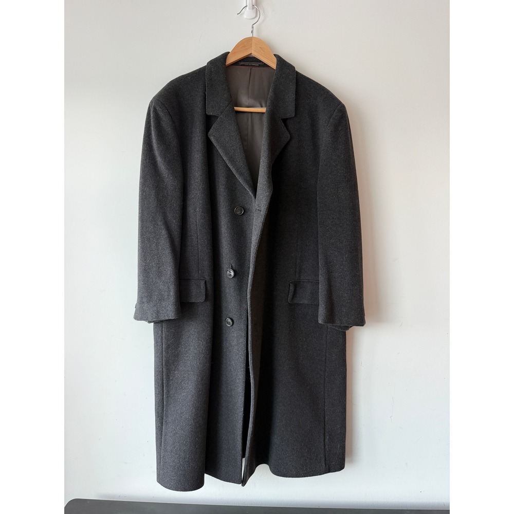 Teller Cashmere Mens Charcoal Gray Overcoat Made in Hungary Jacket Large *READ